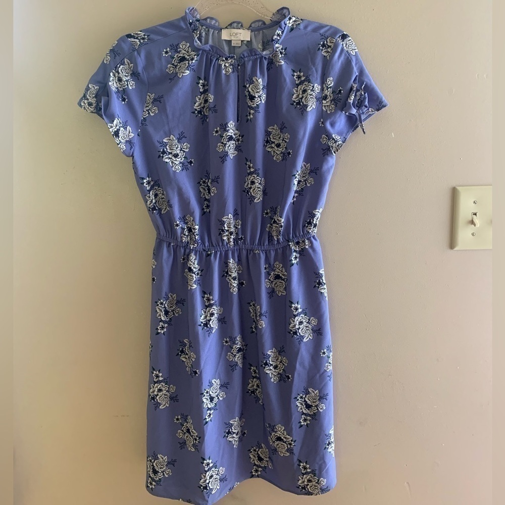 Loft Light Blue Floral Career Dress | XS